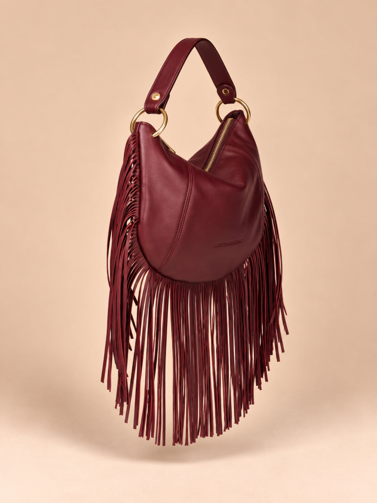 Kate Small – Borsa in pelle con frange - Bordeaux