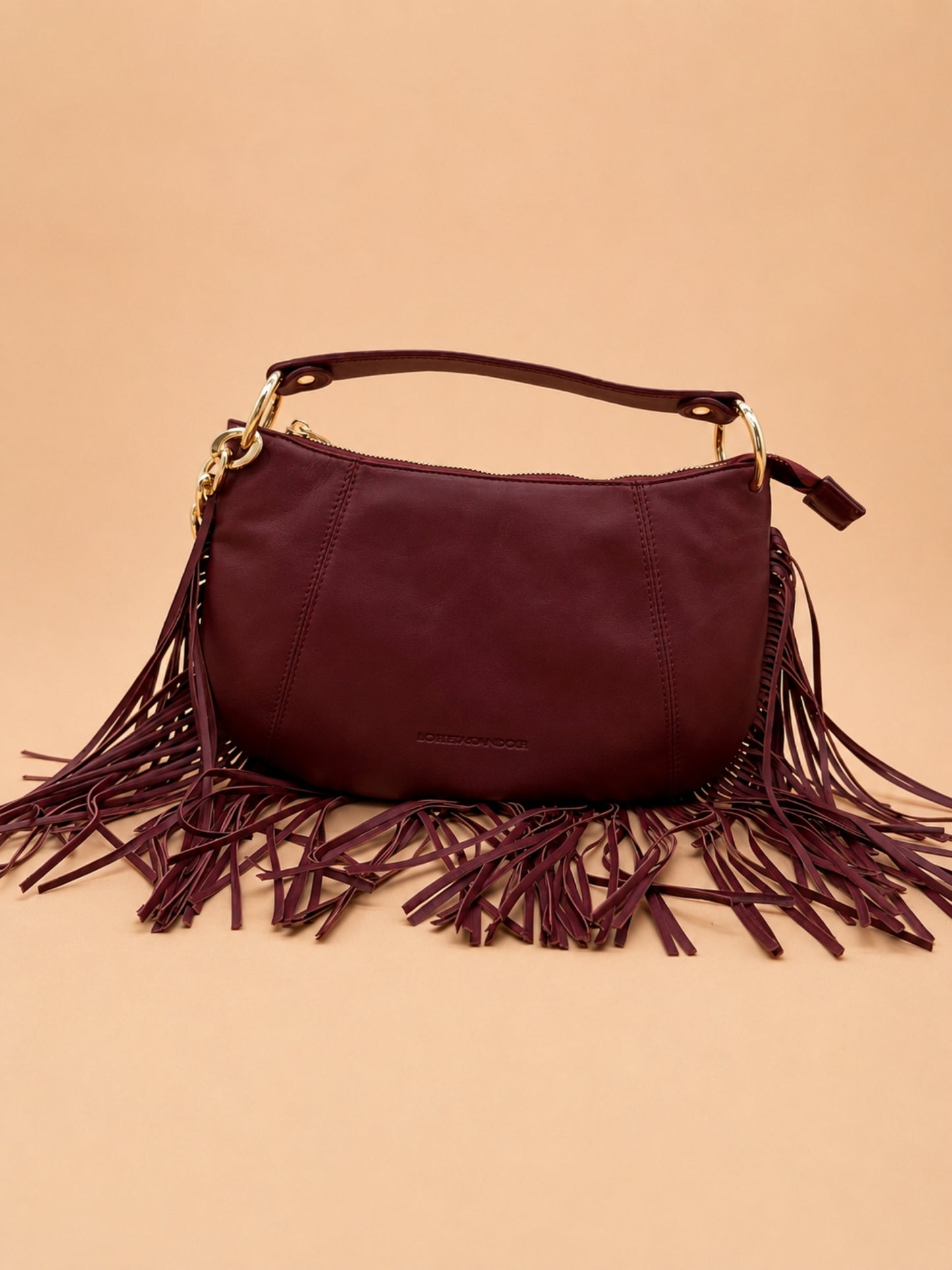 Kate Small – Borsa in pelle con frange - Bordeaux
