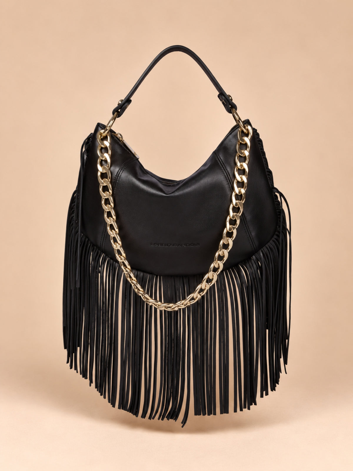 Kate Small – Borsa in pelle con frange - Nero